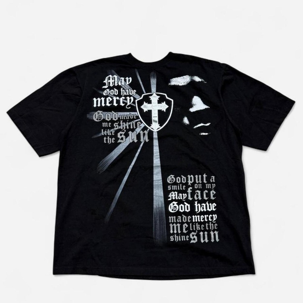 G Unit Mens Y2K May God Have Mercy Graphic T-Shirt Black Large Heavyweight